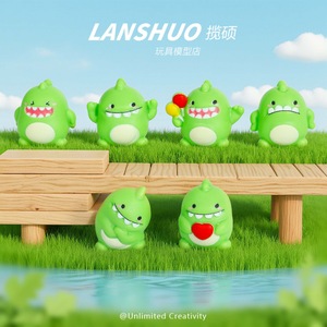 Figurine de dinosaure de dessin animé Lanshuo, ornement de bureau 3D, modèle d'animal mignon à dents saillantes, jouet de collection, décoration - Product Image 3