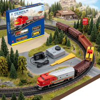 Kit Model Kereta Api Diecast Skala HO Lokomotif Uap Klasik dengan Rel dan Gerbong Logam