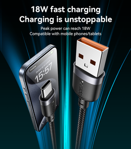 Yesido <span class=keywords><strong>2</strong></span> 미터 18W 고속 충전 USB to Type-C 알루미늄 합금 꼰 데이터 케이블 CA133C - Product Image 4