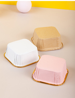 Quadratische, dicke, goldrandige, folienbeschichtete, fettdichte, hitzebeständige Einweg-Backförmchen für Kuchen, Törtchen, Puddings, Hochzeiten und Partys