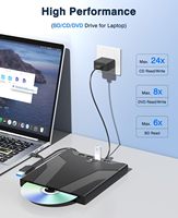 Unidad de Blu-ray Externa Combinada USB 3.0 Tipo-C para PC Portátil, Reproductor de Blu-ray Delgado y Portátil, Grabadora de CD/DVD, Lector de Blu-ray 8 en 1