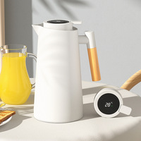 Carafe isotherme intelligente avec affichage de la température, blanche, 1000 ml, avec intérieur en verre, pour café, eau chaude et thé, garde au chaud et au froid
