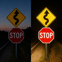 Panneaux de signalisation routière réfléchissants jaunes imprimables sur mesure pour les zones de travaux routiers, en matériau réfléchissant pour la sécurité