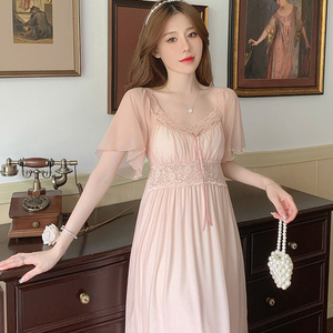 <span class=keywords><strong>Camicia</strong></span> <span class=keywords><strong>da</strong></span> <span class=keywords><strong>notte</strong></span> a <span class=keywords><strong>maniche</strong></span> <span class=keywords><strong>corte</strong></span> stile principessa <span class=keywords><strong>da</strong></span> donna primavera ed estate Casual morbido pizzo dolce con cuscino per la casa può essere indossato - Product Image 6