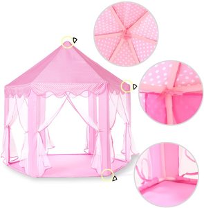 Tente <span class=keywords><strong>de</strong></span> jeu portable pliable pour enfants, château <span class=keywords><strong>de</strong></span> princesse, design <span class=keywords><strong>de</strong></span> rideau en maille rose adorable 2023 - Product Image 4