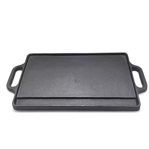 Doppelseitige Rechteckige Wendbare Gusseisen-Grillplatte mit Flachen und Gerippten Seiten - Product Image 6