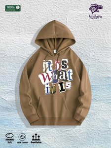 Almacén Local en EE. UU.: Sudadera con Capucha 100% Algodón con Estampado Gráfico de Collage 'It Is What It Is', 7 Colores - Product Image 5