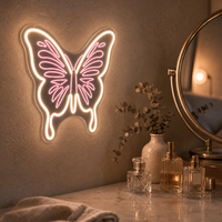 Enseigne néon LED Papillon multicolore, luminaire mural publicitaire pour chambre, mariage, fête, décoration intérieure