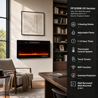 Cheminée électrique encastrable et murale 2-en-1 1500W/750W CTUVus avec contrôle intelligent Wi-Fi, fabriquée en Thaïlande