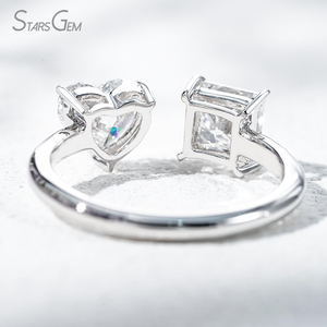 แหวนทองคำแท้ 10K ชุบโรเดียม StarsGem ประดับเพชรแล็บโกรว์ทรงหัวใจ น้ำหนัก 2.0 กะรัต สี E ปรับขนาดได้ สำหรับทั้งชายและหญิง ดีไซน์ทันสมัย - Product Image 5