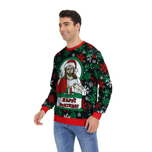 Maglione Natalizio Unisex in Maglia con Stampa Festiva, Felpa con Cappuccio o Girocollo, 'Go Jesus It's Your Birthday', Multicolore - Product Image 6