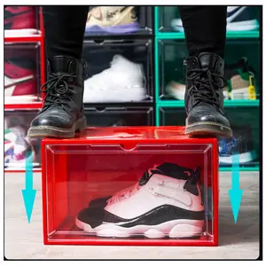 Caixa de armazenamento dobrável para sapatos, recipiente para sapatos, caixa transparente para armazenamento de sapatos, luz led