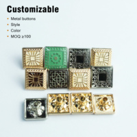 Boutons métalliques traditionnels en alliage de zinc de 10 mm de taille rectangulaire pour vêtements Dishdasha pour hommes et costumes vintage
