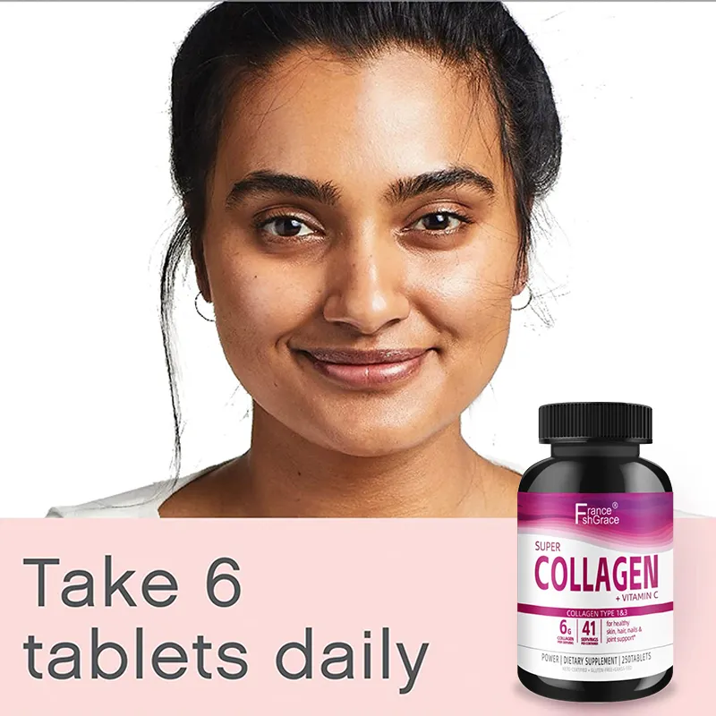 250 comprimidos super colágeno tipo 1 e 3 suplemento dietético para pele saudável unhas apoio conjunto