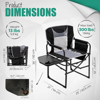 Chaise de camping pour directeurs, robuste, chaise pliante portable surdimensionnée avec table latérale, chaises de camping pliantes pour concerts en plein air