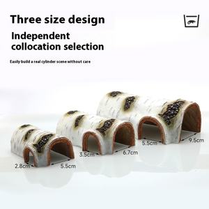 Reptiel Terrarium <span class=keywords><strong>Aquarium</strong></span> Decor Hars Vishuid Huis Met Schors Simulatie Berkenhouten Boog En Huisdiervriendelijk Ontwerp - Product Image 2