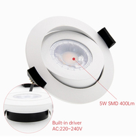 Spot encastré LED IP44 3CCT orientable à bord étroit sans cadre SMD 5W blanc chaud dimmable pour intérieur