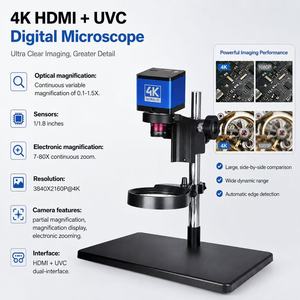 <span class=keywords><strong>Microscope</strong></span> numérique 4K Ultra HD avec objectif zoom C-mount 25 mm 5X-80X à grande distance de travail et champ de vision étendu pour la mesure - Product Image 1