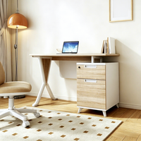 Bureau de travail moderne pour la maison avec tiroirs, petit bureau d'ordinateur en bois, table d'étude de style nordique avec armoire de rangement