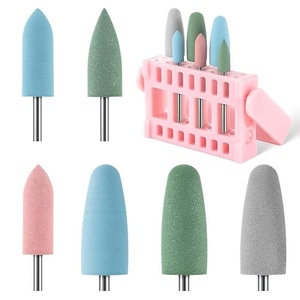 Ensemble de forets à ongles avec support à 16 trous, forets en caoutchouc de silicone pour pédicure, manucure, ponçage et polissage du gel - Product Image 1