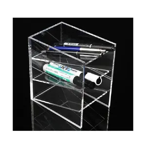 3 tier clear acrylic pen pencil display holder perspex pen storage case lucite stationery organizer eco friendly