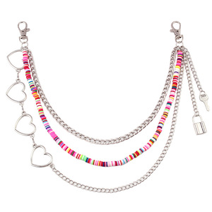 Unisex Waist <b>Chain</b> Multi Layered Colorful Beaded Hip Hop Style With Padlock Key Pendant Daily Wear Zinc Alloy Material - Product Image 5