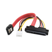 Kabel daya SATA 22PIN 18CM 7 + 15 hingga 7PIN SATA 4PIN kabel daya SATA III 6Gbps