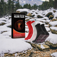 Vente en gros de chaussettes antibactériennes auto-chauffantes pour thérapie magnétique pour hommes et femmes, en tourmaline, amincissant, équipage décontracté, en nylon solide et régulier