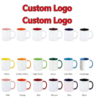 Mug en céramique bicolore de 11 oz, mug à sublimation, mug personnalisé, tasse vierge pour transfert thermique, cadeau souvenir d'entreprise