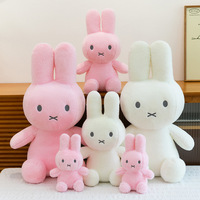 Boneka Kelinci Lembut Ramah Kulit Gaya Ins, Berbagai Ukuran, Warna Pink Putih, Telinga Panjang, Hewan Boneka Isi Dakron untuk Dekorasi Kamar Bayi, Hadiah untuk Anak Perempuan