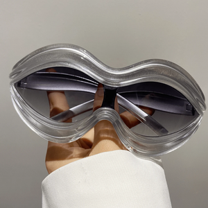 Modische Sexy Übergroße Katzenaugen-Sonnenbrille für Damen 2024 Luxusmarke Y2k Punk Einteilige Sonnenbrillen für Frauen Wrap-Around-Brillen - Product Image 4