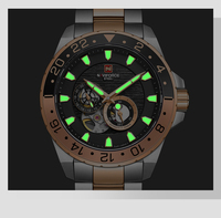 NAVIFORCE 1003 SRGB 100M Montre mécanique en acier inoxydable avec aiguilles luminescentes, étanche, mode, luxe, pour homme