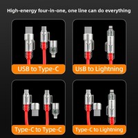 INGZOOM Kabel PVC Adaptor Paduan Seng 240W Pengisian Cepat USB 3.1 3-in-1 Tipe-C 1.8m Kabel USB Spiral untuk Perangkat IOS