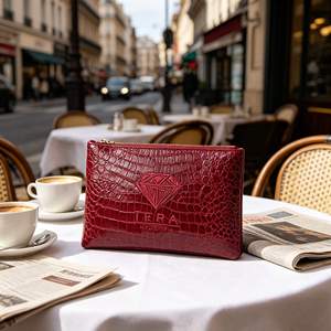 High Quality Red Crocodile Leather Cosmetic Bags Embroidery Logo Travel Zipper Pouch Crocodile Embossed <b>Makeup</b> Pouch for Outdoor - Product Image 6