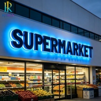 Enseignes lumineuses LED professionnelles à éclairage frontal, lettres 3D en acrylique, signalétique publicitaire pour les devantures de supermarchés