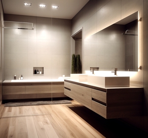 Sang trọng bằng gỗ Bảng điều chỉnh phòng tắm Vanity nội thất tủ với gương rử<span class=keywords><strong>a</strong></span> lưu vực cho khách sạn phòng tắm - Product Image 3