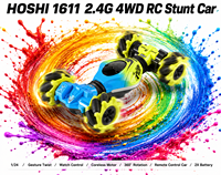 HOSHI 1611 Auto de Acrobacias RC 2.4G 4WD 1/24 con Control por Gestos, Motor sin Núcleo, Rotación de 360°, Auto a Control Remoto con 2 Baterías