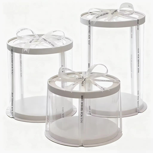 Caja de Embalaje para Pasteles Cilíndrica Transparente Alta de PET de Grado Alimenticio con Logotipo Personalizado al por Mayor, Estampado en Lámina Dorada, Reciclable, con Cinta - Product Image 6
