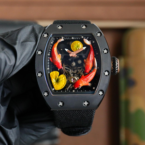 <span class=keywords><strong>Relojes</strong></span> de Lujo para <span class=keywords><strong>Hombre</strong></span>, Estilo RMS10, Reloj Mecánico Manual con Tourbillon y Pez Koi 3D, Color Oro Rosa, Grabado Artístico, Reloj Deportivo de Pulsera - Product Image 1