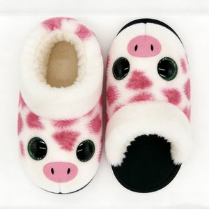 Pantuflas de Peluche de Cerdito Personalizadas para Niños, Pantuflas de Animales Peludos Rosas y Blancas, Unisex, de 8 a 13 Años, Relleno de Algodón PP Suave - Product Image 3