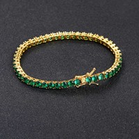 Ensemble de bracelets de tennis en zircon cubique plaqué or avec fermoir à bascule en laiton pour cadeaux