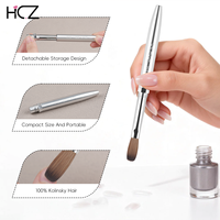 Pinceaux à ongles ronds en acrylique, manche tout métal détachable, poils 100% pur Kolinsky Sable, anti-acétone