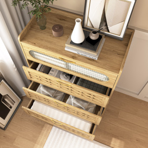 ตู้ลิ้นชักไม้ 4 ชั้น ขนาดใหญ่ แบบโมเดิร์น สำหรับจัดเก็บของในห้องนอน - Product Image 2