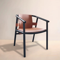 Fauteuil moderne en cuir PU noir avec structure en bois massif pour salon, villa et hôtel