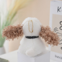 Porte-clés chien en peluche mignon avec collier, jouet en peluche, poupée chiot, porte-clés chien en peluche, peluches, porte-clés caniche
