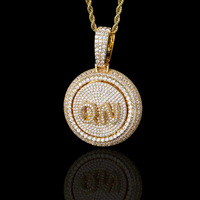 Chaînes pour hommes VEROMCA Hip Hop personnalisées, avec lettres circulaires rotatives, combinaison de lettres, en laiton et zircon, plaqué or 18 carats, pour anniversaire