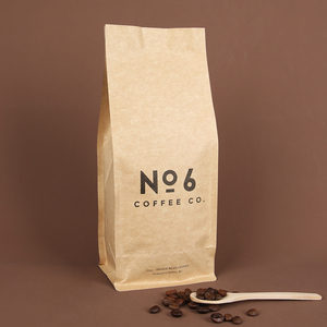 Tùy chỉnh in túi dây kéo đáy phẳng giấy kraft giấy màu nâu hộp cà phê đáy túi có van phân hủy sinh học - Product Image 5