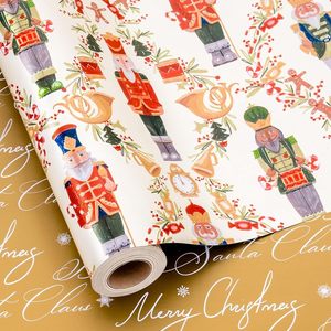 Papier cadeau de Noël 80g, motifs cerises colorées, nouveau produit en stock, impression dorée « Joyeux Noël » au dos. - Product Image 1
