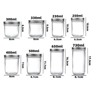 Vente en gros d'usine 50ml 200ml 400ml 500ml 1000ml Pots en verre cylindriques transparents vides pour le stockage du miel, des cornichons, de la purée, de la <span class=keywords><strong>confiture</strong></span> - Product Image 4