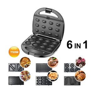 XEOLEO Appareil Électrique Multifonction 6 en 1 Détachable : Grill à Panini, Mini Machine à Donuts, Machine à Sandwichs, Machine à Muffins aux <span class=keywords><strong>Noix</strong></span>, <span class=keywords><strong>Gaufrier</strong></span> Belge - Product Image 2